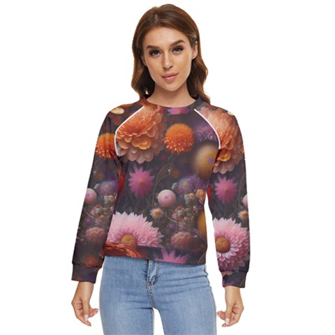 Flowers Petals Blossoms Art Flora Women s Long Sleeve Raglan Tee by 99art