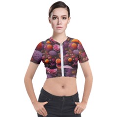 Flowers Blossoms Petals Blooms Short Sleeve Cropped Jacket by 99art