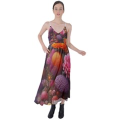 Flowers Blossoms Petals Blooms Tie Back Maxi Dress by 99art