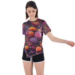 Flowers Blossoms Petals Blooms Asymmetrical Short Sleeve Sports Tee by 99art