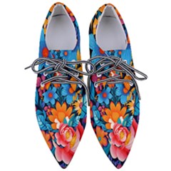 Flowers Bloom Spring Colorful Artwork Decoration Pointed Oxford Shoes by 99art