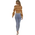 Wooden Weaving Texture Long Sleeve Deep-V Velour Top View4