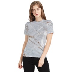 Gray Light Marble Stone Texture Background Women s Short Sleeve Rash Guard by Vaneshart