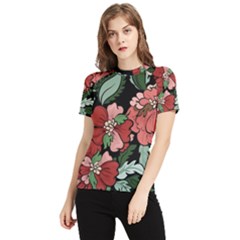 Beautiful Floral Vector Seamless Pattern Women s Short Sleeve Rash Guard by Vaneshart