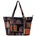 Assorted Title Of Books Piled In The Shelves Assorted Book Lot Inside The Wooden Shelf Full Print Shoulder Bag View1