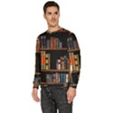 Assorted Title Of Books Piled In The Shelves Assorted Book Lot Inside The Wooden Shelf Men s Fleece Sweatshirt View2