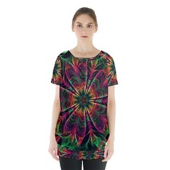 Multicolored Flower Mandala Wallpaper Kaleidoscope Pattern Skirt Hem Sports Top by 99art