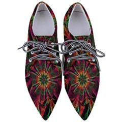 Multicolored Flower Mandala Wallpaper Kaleidoscope Pattern Pointed Oxford Shoes by 99art