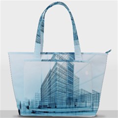 Architecture Blue Drawing Engineering City Modern Building Exterior Back Pocket Shoulder Bag  by 99art