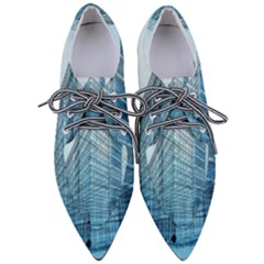 Architecture Blue Drawing Engineering City Modern Building Exterior Pointed Oxford Shoes by 99art