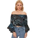 Architectural Design Abstract 3d Neon Glow Industry Off Shoulder Flutter Bell Sleeve Top View1