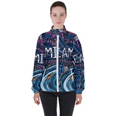 Graffiti Art Psychedelic Art Graphic Design Modern Art Women s High Neck Windbreaker by 99art