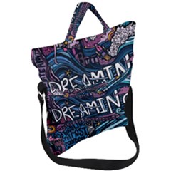 Graffiti Art Psychedelic Art Graphic Design Modern Art Fold Over Handle Tote Bag by 99art