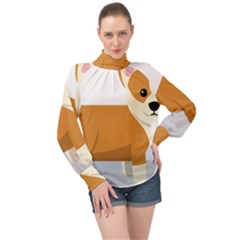 Corgi Dog Puppy High Neck Long Sleeve Chiffon Top by 99art