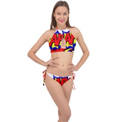 Zap Comic Book Fight Cross Front Halter Bikini Set by 99art