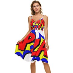 Zap Comic Book Fight Sleeveless Tie Front Chiffon Dress by 99art