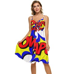 Kapow-comic-comic-book-fight Sleeveless Tie Front Chiffon Dress by 99art