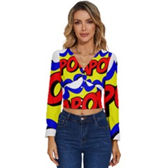 Kapow-comic-comic-book-fight Long Sleeve V-neck Top by 99art