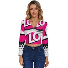 Lol-acronym-laugh-out-loud-laughing Long Sleeve V-neck Top by 99art