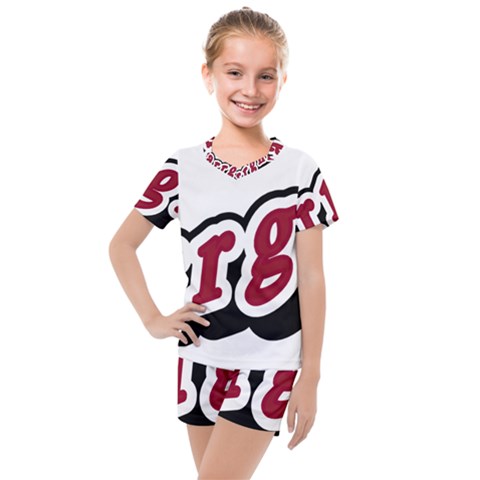 Comic-text-frustration-bother Kids  Mesh Tee And Shorts Set by 99art