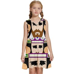 Comic-characters-eastern-magi-sages Kids  Sleeveless Tiered Mini Dress by 99art