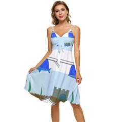 Wal-fish-small-world-lake-sea Sleeveless Tie Front Chiffon Dress by 99art