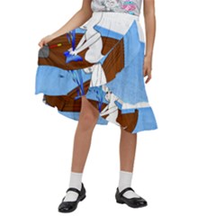 Spirit-boat-funny-comic-graphic Kids  Ruffle Flared Wrap Midi Skirt by 99art