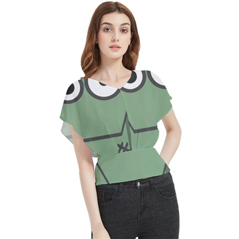 Cartoon-cute-frankenstein-halloween Butterfly Chiffon Blouse by 99art