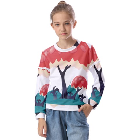 Tree-art-trunk-artwork-cartoon Kids  Long Sleeve Tee With Frill  by 99art