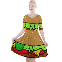 Hamburger-cheeseburger-fast-food Quarter Sleeve A-line Dress by 99art