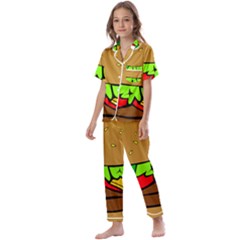 Hamburger-cheeseburger-fast-food Kids  Satin Short Sleeve Pajamas Set by 99art