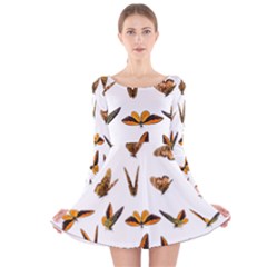 Butterfly Butterflies Insect Swarm Long Sleeve Velvet Skater Dress by 99art