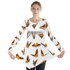 Butterfly Butterflies Insect Swarm Long Sleeve Tunic  by 99art