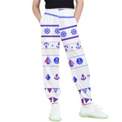 Marine Nautical Clip Art Kids  Elastic Waist Pants by 99art