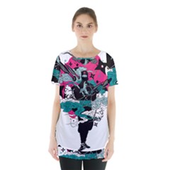 Japan Ninja-japanese-samurai-color- Skirt Hem Sports Top by 99art