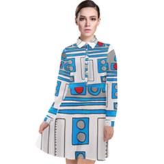 Technology-clip-art-r2d2 Long Sleeve Chiffon Shirt Dress by 99art