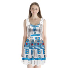 Technology-clip-art-r2d2 Split Back Mini Dress  by 99art