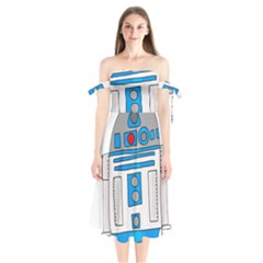 Technology-clip-art-r2d2 Shoulder Tie Bardot Midi Dress by 99art