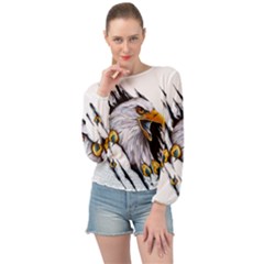 Eagle Banded Bottom Chiffon Top by 99art