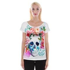 Day Of The Dead Skull Art Cap Sleeve Top by 99art