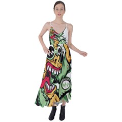 Scooter-motorcycle-graffiti Tie Back Maxi Dress by 99art