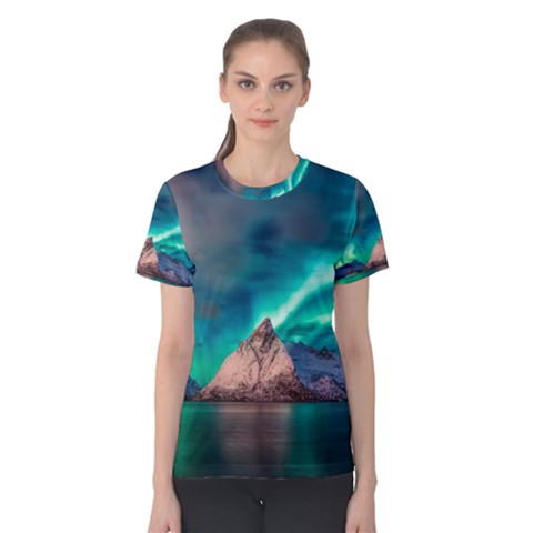 Amazing Aurora Borealis Colors Women s Cotton Tee by B30l