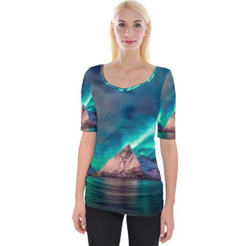 Amazing Aurora Borealis Colors Wide Neckline Tee by B30l