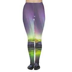Aurora Borealis Polar Northern Lights Natural Phenomenon North Night Mountains Tights by B30l