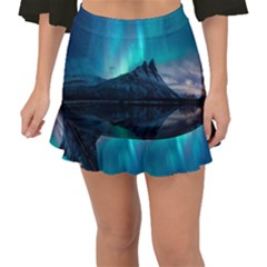 Aurora Borealis Mountain Reflection Fishtail Mini Chiffon Skirt by B30l