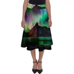 Aurora Borealis Nature Sky Light Perfect Length Midi Skirt by B30l