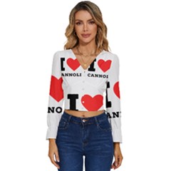 I Love Cannoli  Long Sleeve V-neck Top by ilovewhateva