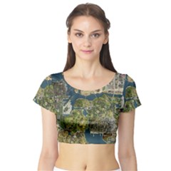 Map Illustration Gta Short Sleeve Crop Top by B30l