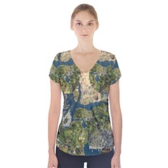 Map Illustration Gta Short Sleeve Front Detail Top by B30l