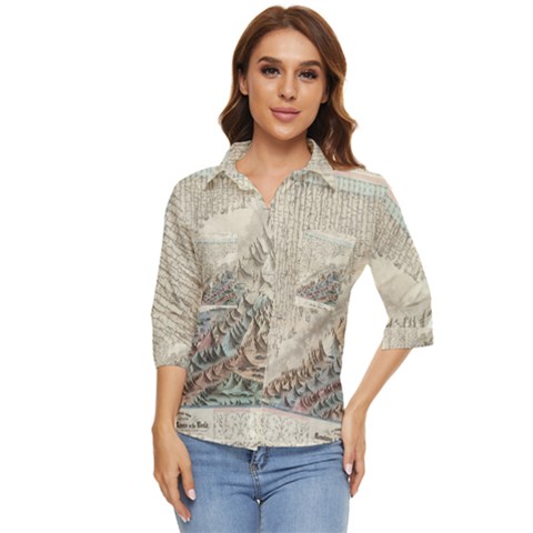 Mountain View Mountain Top Infographics Map Women s Quarter Sleeve Pocket Shirt by B30l